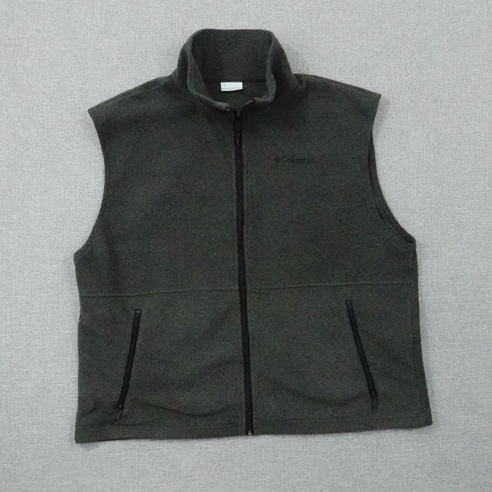 Columbia Sportswear Men's Fleece Full Zip Vest Dark Gray Size XL Outdoor Layer